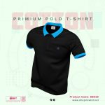Premium Black/Blue Cotton Polo T-Shirt