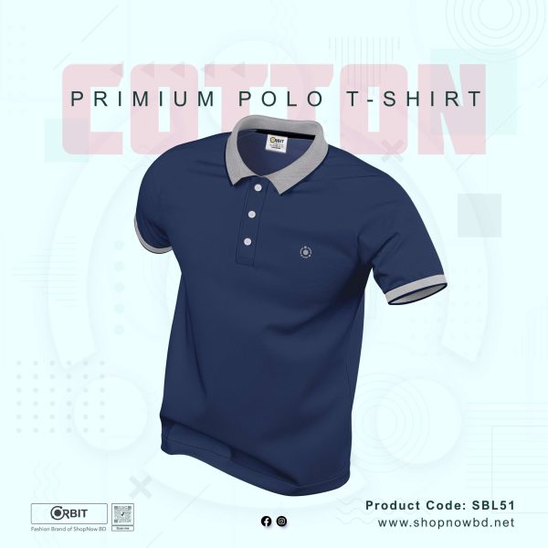 Premium Lite Navy Blue Cotton Polo T-Shirt