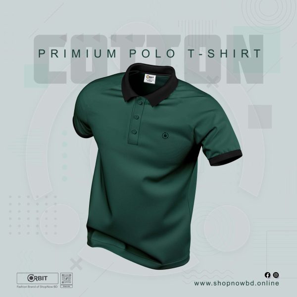 Premium Bottle Green Cotton Polo T-Shirt
