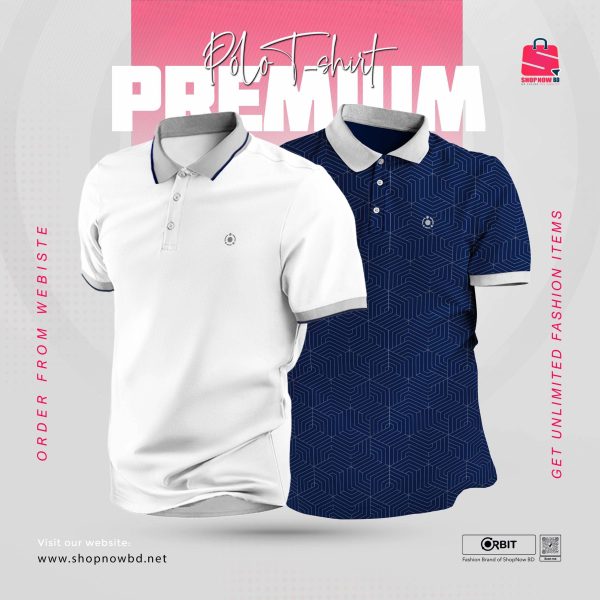 Premium  Combo Polo T-shirt ( Black+White)