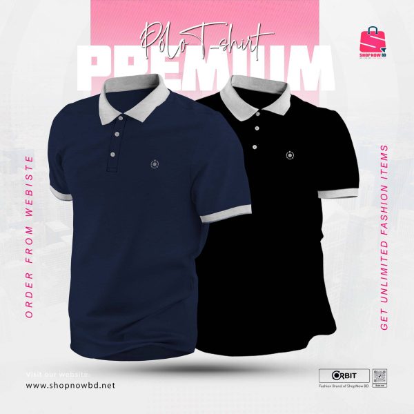 Premium Combo Polo T-shirt ( Black+Navy-blue)
