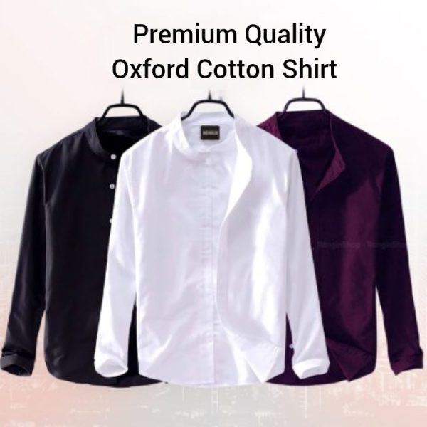 3 pcs Combo Men's Ban Collar Cotton Shirt - 3492