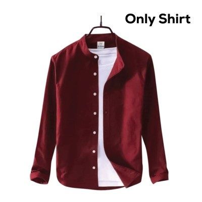 Men's Solid Colour Ban color Shirt (Light Maroon) -3105