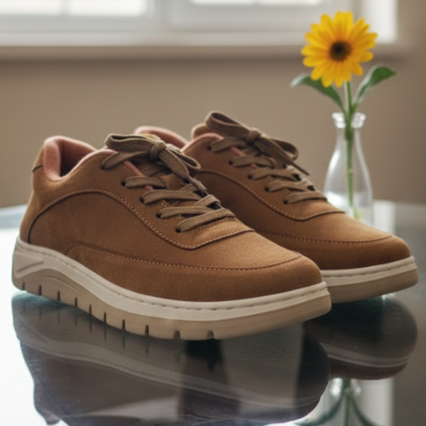 Men’s solid( mustard) colour lace up trp rubber sole sneakers.