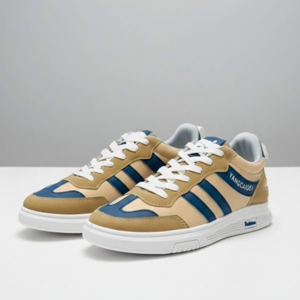 Terra Stripe cream colour lace up classical sneakers