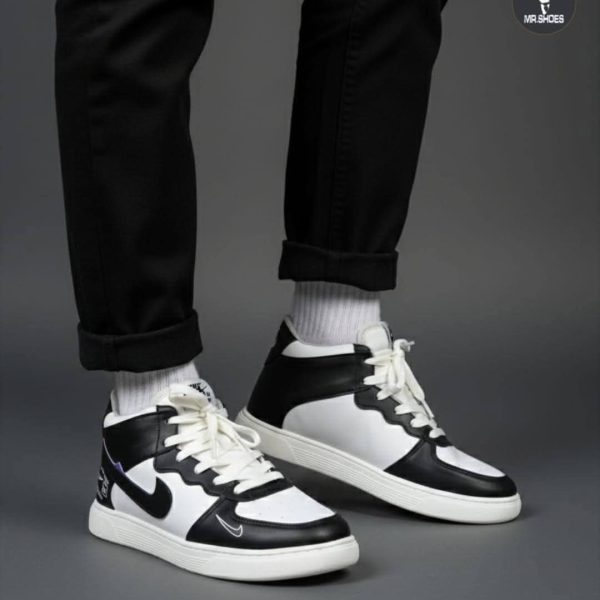 Premium & Fashionable white Sneaker (High Neck Black)