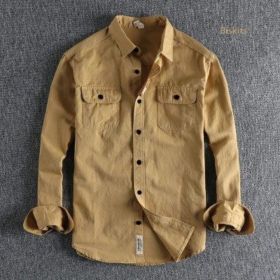 Men's Oxford Cotton Double Pocket Shirt (Biscuit) 6198