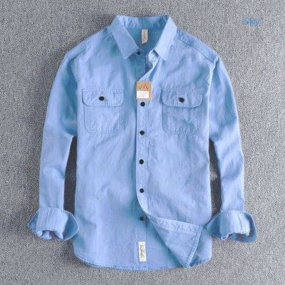 Men's Oxford Cotton Double Pocket Shirt (SKY) 6196