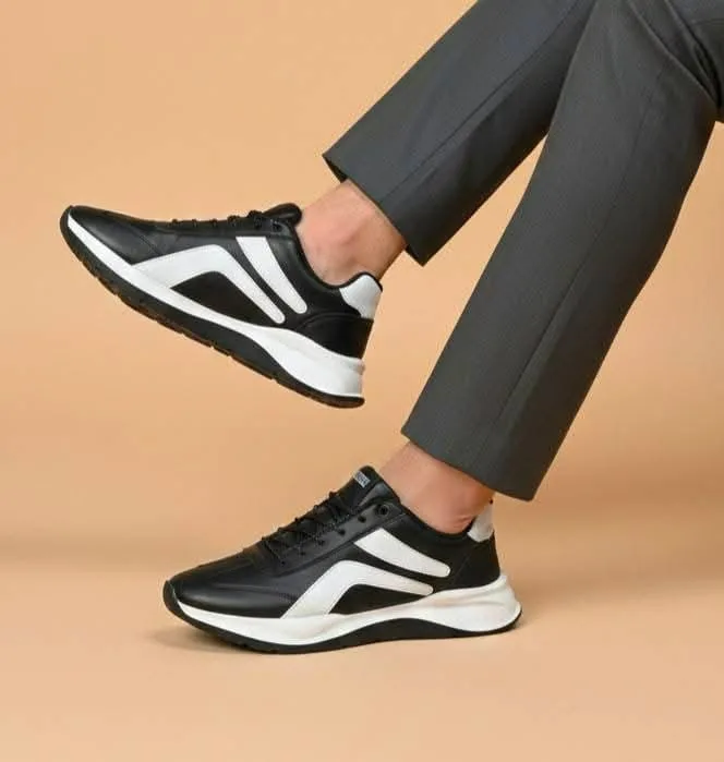 Men’s sneakers lace free design (black) shoes classical design. - Image 3