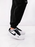 Black white air force lace up lightweight sneakers for men - Image 5