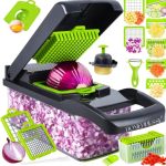 16-in-1 Multifunctional Vegetable Chopper & Mandoline Slicer – Professional Kitchen Food Cutter with Stainless Steel Blades, Storage Container & Handguard